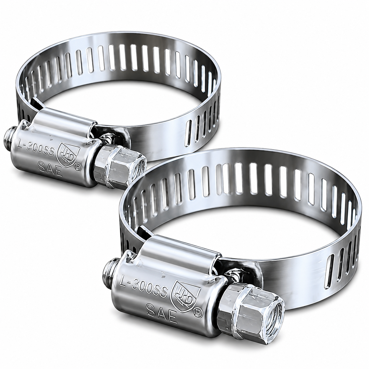 2-Pack Stainless Steel Hose Clamp Kit for 2" Discharge Hose – SAE #32 Worm Drive Clamps